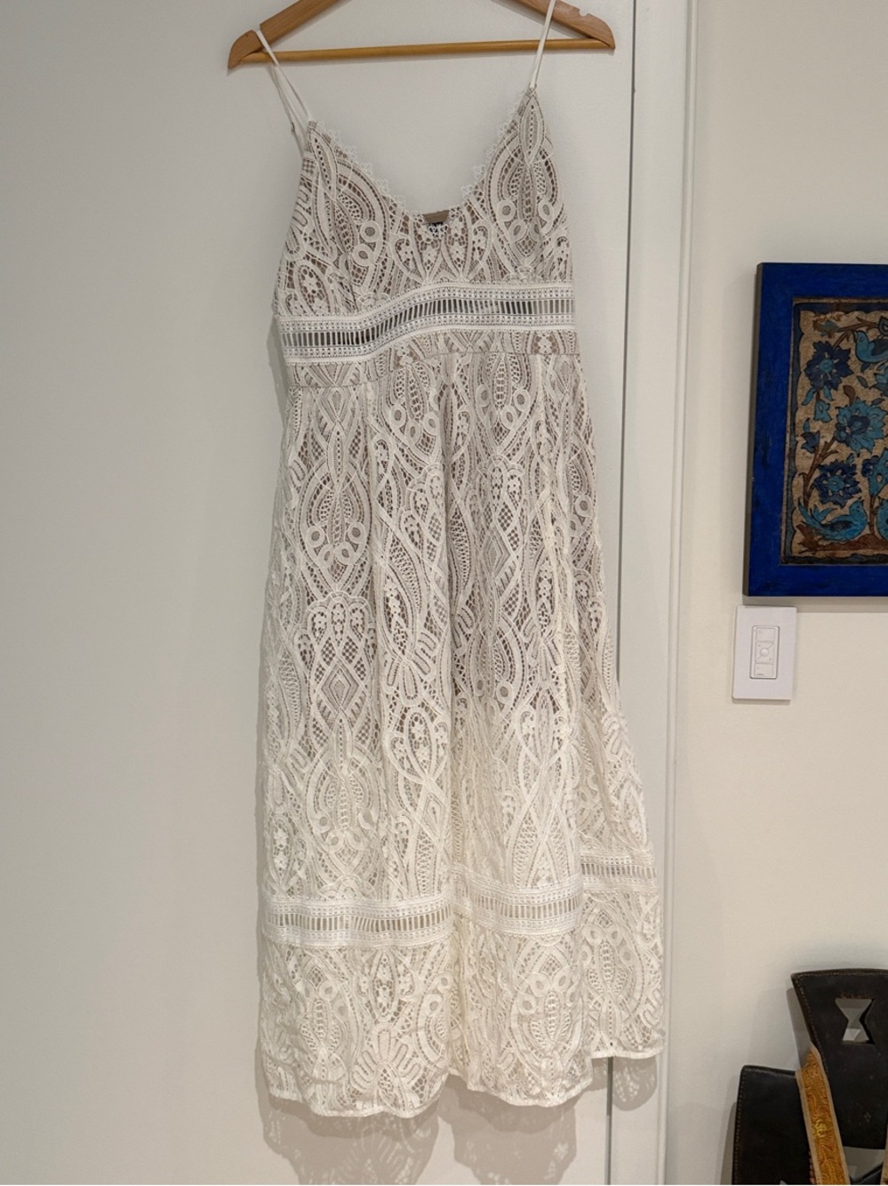 Generation Love White Lace Spaghetti-Strap Midi Dress